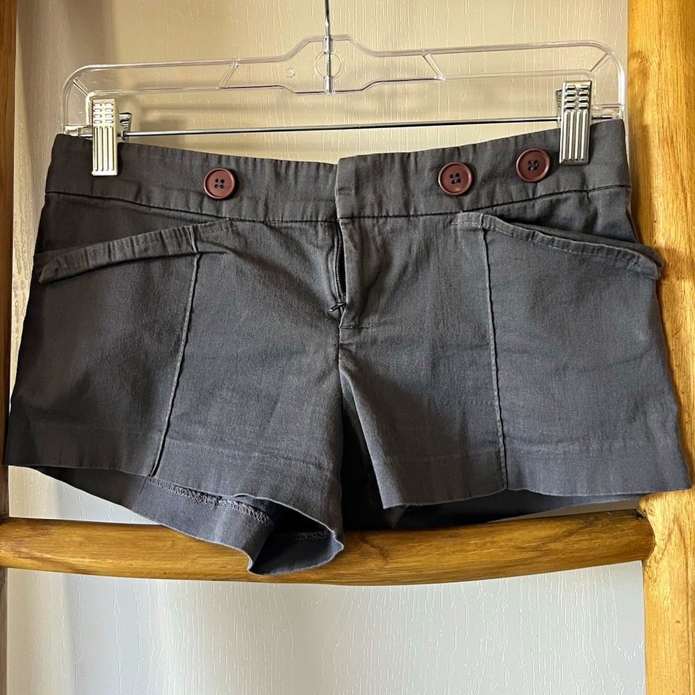 Y2K Forever 21 Women's Gray Chino Shorts Low Rise Front Cotton S